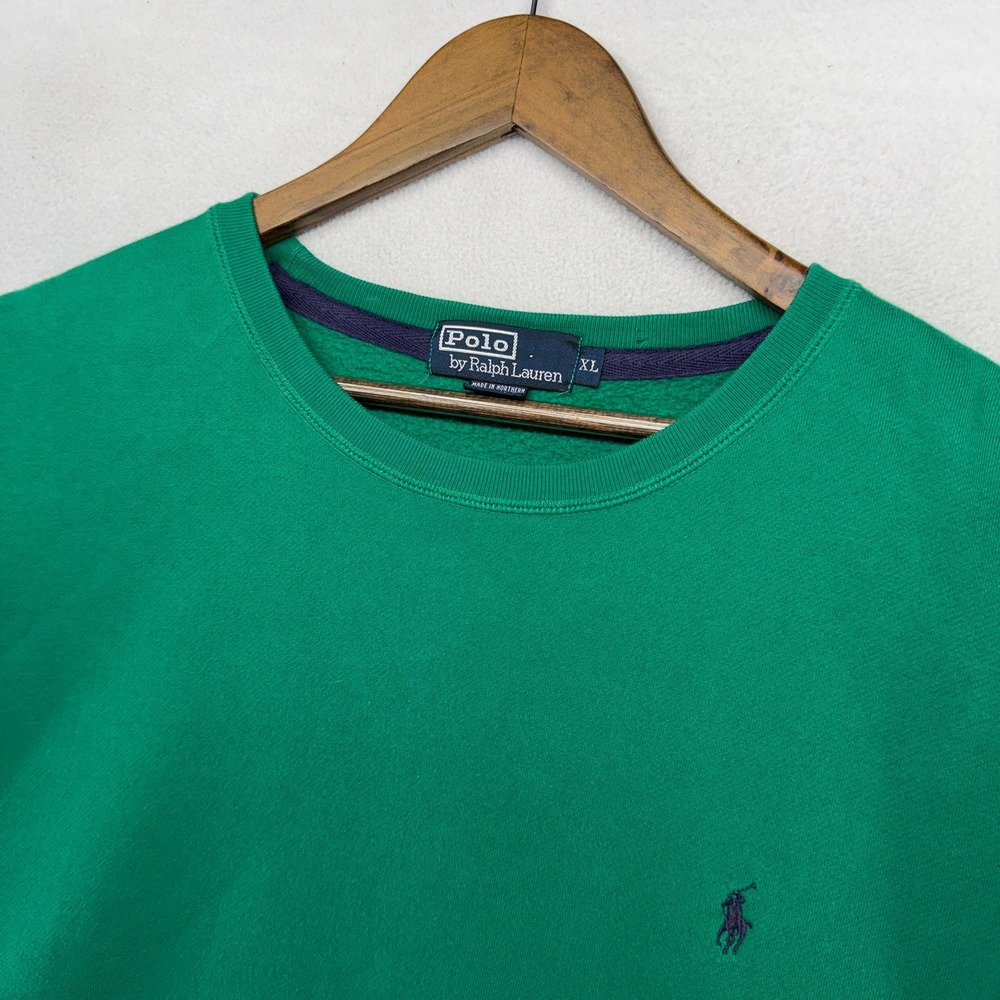 Vintage Ralph Lauren Sweatshirt Mens XL Green Crewneck Pony Embroidered 90s Logo
